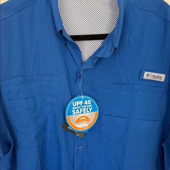 Columbia Men's Casual Blue Button Down Shirt PFG Omni-Shade - Picture 5 of 7